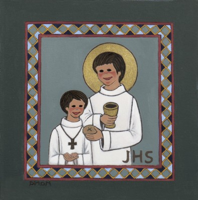 Boy & Jesus with bread & wine